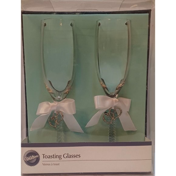 Wilton Toasting Glasses For Weddings Or Anniversary Sparkling Wine Glasses - Picture 1 of 8